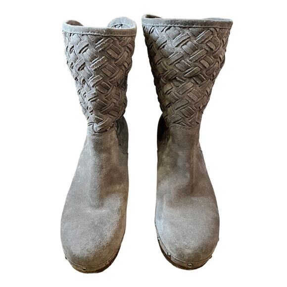 UGG Lynnea Arroyo Weave Chestnut Bootie Size 9 Beige Suede 2 Ways To Wear - Picture 7 of 12